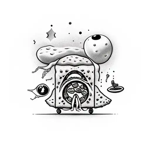 pizza abducting alien tattoo design idea