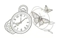 clock and moth tattoo tattoo design idea