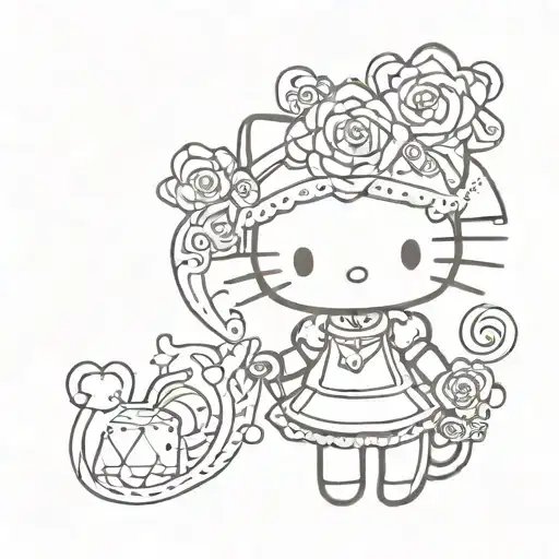 Hello Kitty Goth tattoo design idea