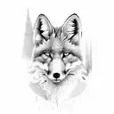 half a fox, half a wolf face tattoo design idea