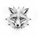 half a fox, half a wolf face tattoo design idea