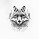 half a fox, half a wolf face tattoo design idea