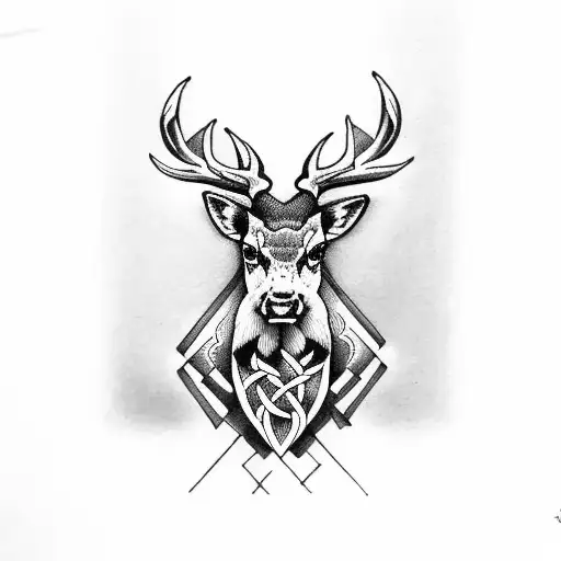 scottish stag celtic  tattoo design idea