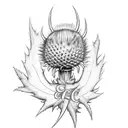 scottish thistle with initials C A S B tattoo design idea