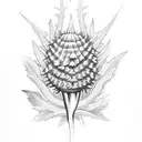 scottish thistle with initials C A S B tattoo design idea