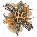 cross,clouds,Philippians 4:13 written in cursive tattoo design idea