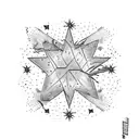 Arizona theme, Arizona flag as a sunset but replace the star with the sun, cactus, mountains, hummingbird, flowers, blac tattoo design idea