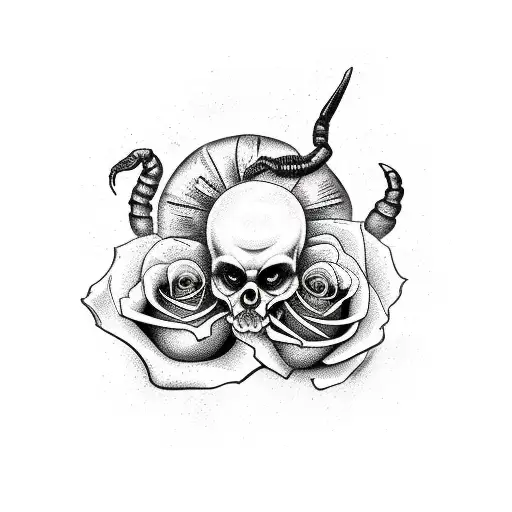 Create a medium-sized tattoo with a scorpion, a rose and a melting heart tattoo design idea