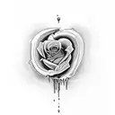 Create a medium-sized tattoo with a scorpion, a rose and a melting heart tattoo design idea