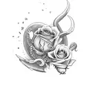 Create a medium-sized tattoo with a scorpion, a rose and a melting heart tattoo design idea