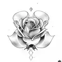 Create a medium-sized tattoo with a scorpion, a rose and a melting heart tattoo design idea