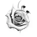 Create a medium-sized tattoo with a scorpion, a rose and a melting heart tattoo design idea