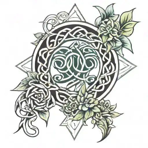 father daughter celtic knot design incorporating elements of nature tattoo design idea