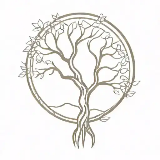 negative space outlined tatoo tree of life intertwined tattoo design idea