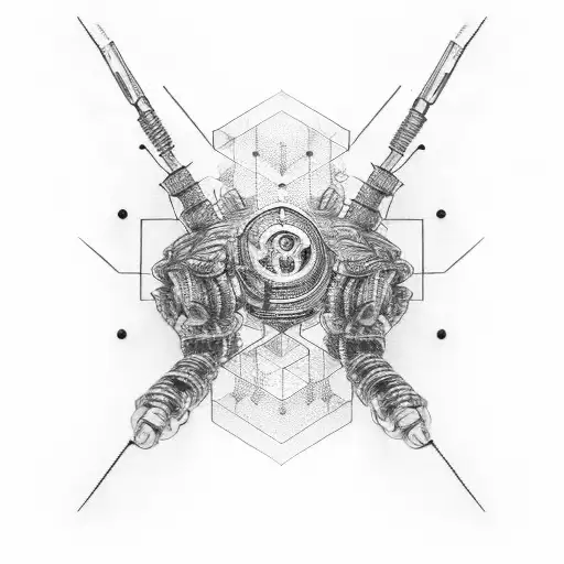 A biomechanical circuit board embedded in a robotic arm tattoo design idea