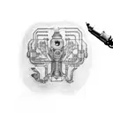 A biomechanical circuit board embedded in a robotic arm tattoo design idea