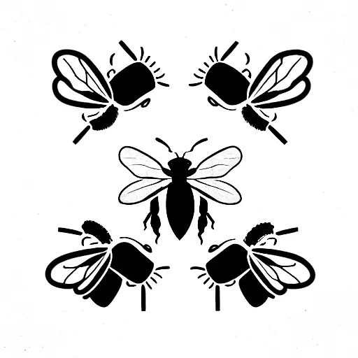 toxic bee with big scary eyes tattoo design idea
