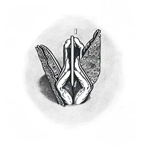 taco gods hands cross eagle tattoo design idea