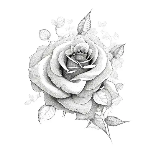 Roses changing into butterflys tattoo design idea