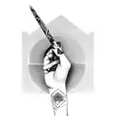 A hand holding a joint tattoo design idea