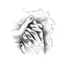 A hand holding a joint tattoo design idea