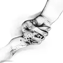 A hand holding a joint tattoo design idea