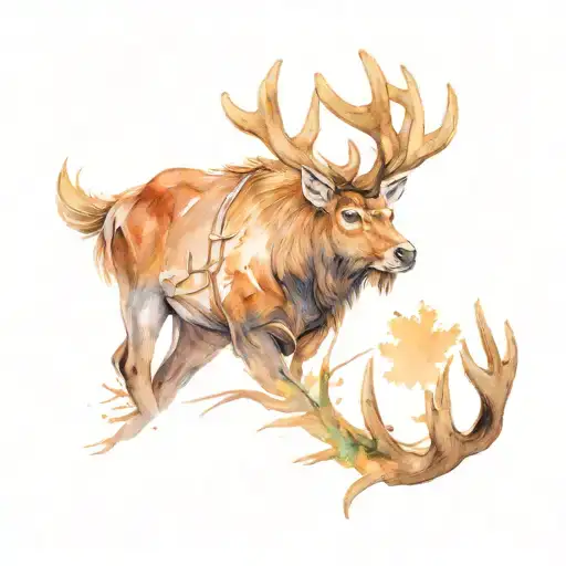 Arthur Morgan and Buck antlers tattoo design idea