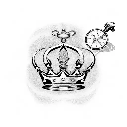 King's Crown, J, pocket watch, nautical, sword, evil eye tattoo design idea