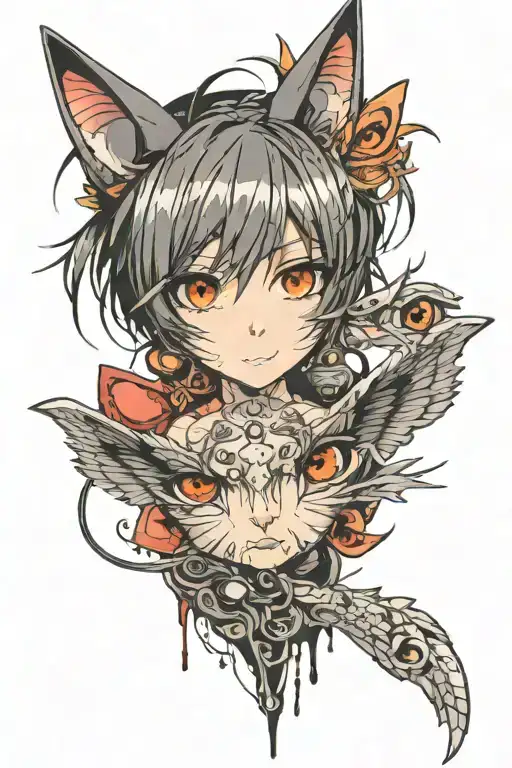 anime eyes staring tattoo design idea