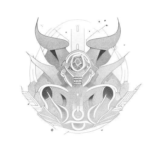 cyber tribal linework tattoo design idea