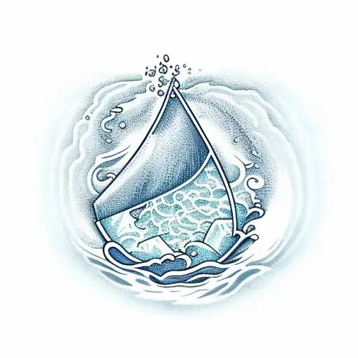 grapefruit in a gin glass with sea wave as water tattoo design idea