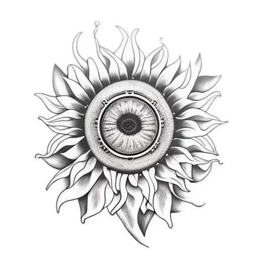 steampunk sunflower neck chest tattoo design idea