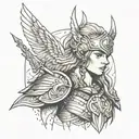 Valkyrie warrior holds tattoo design idea