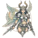 Valkyrie warrior holds tattoo design idea