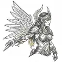 Valkyrie warrior holds tattoo design idea