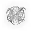 Create a dotwork tattoo featuring a wine glass and the letter 'H' intertwined elegantly tattoo design idea