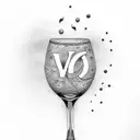 Create a dotwork tattoo featuring a wine glass and the letter 'H' intertwined elegantly tattoo design idea