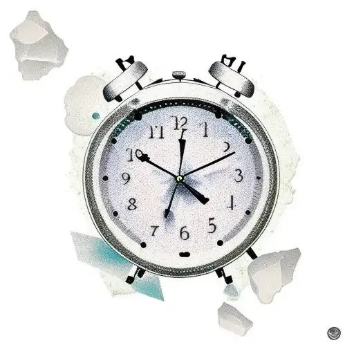 retro alarm clock with broken glass tattoo design idea