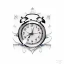 retro alarm clock with broken glass tattoo design idea