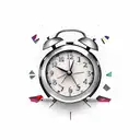 retro alarm clock with broken glass tattoo design idea