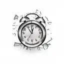 retro alarm clock with broken glass tattoo design idea