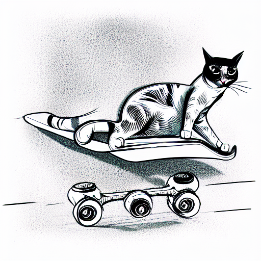 cat on a skateboard tattoo design idea