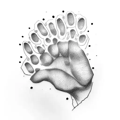 dog paw and hand  tattoo design idea