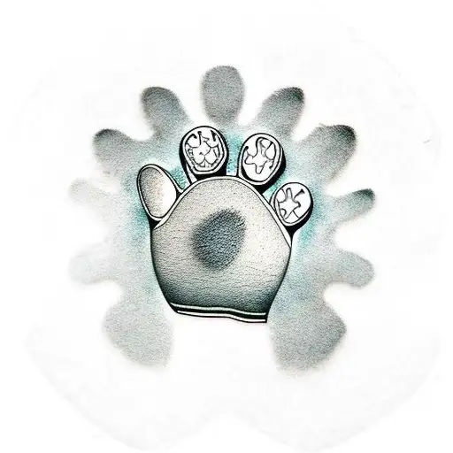dog paw and hand  tattoo design idea