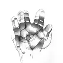 dog paw and hand  tattoo design idea