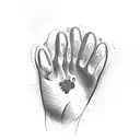 dog paw and hand  tattoo design idea