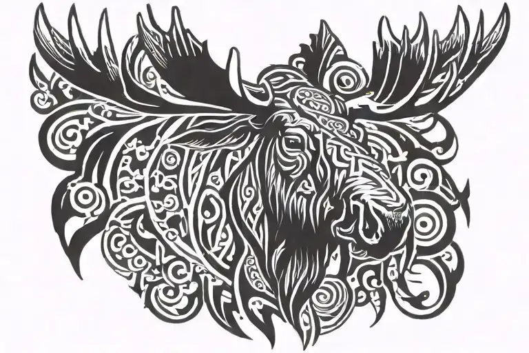moose head tattoo design idea