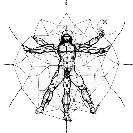 vitruvian man tattoo design idea