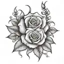 rose, rosary beads tattoo design idea