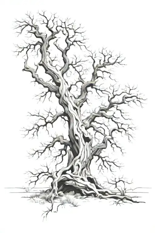 gnarled cottonwood tree   tattoo design idea